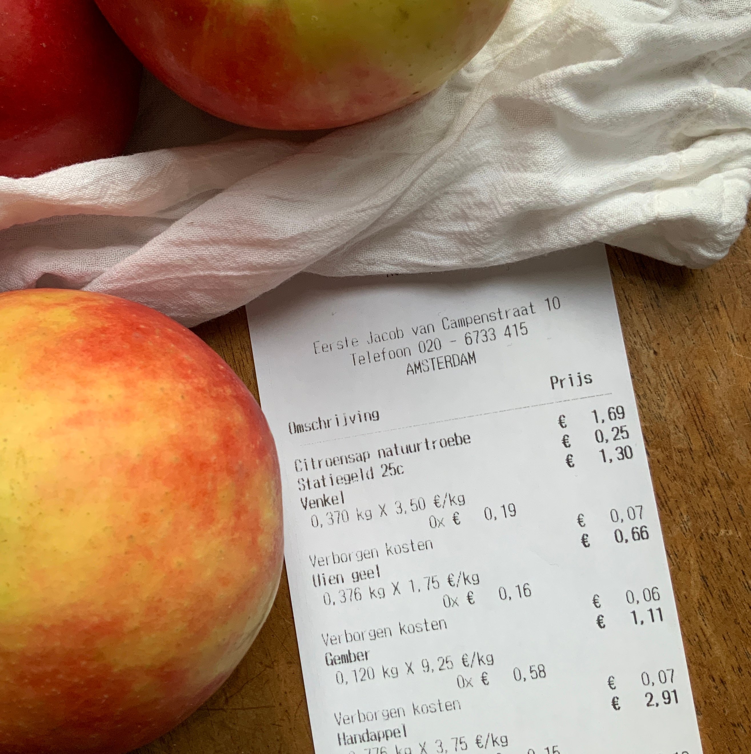 Grocery store receipt listing hidden costs